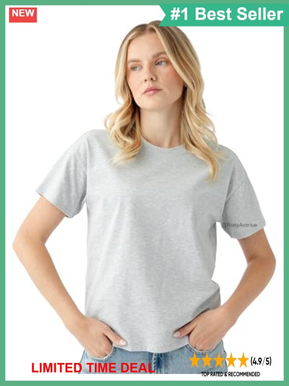 Women's 100% Cotton Relaxed Fit Crew Neck Short Sleeve T-Shirt